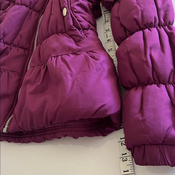 Weather Tamer Purple Hooded Fur Trimmed Puffer Jacket Size: 10-12 - Picture 8 of 9